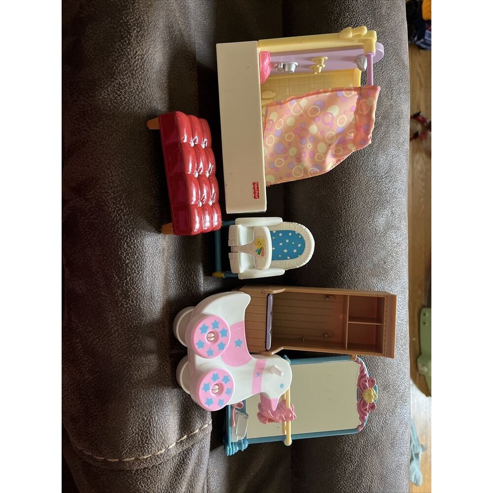 Playskool Fisher Price Dollhouse Loving Family Baby Furniture Lot 6 Piece